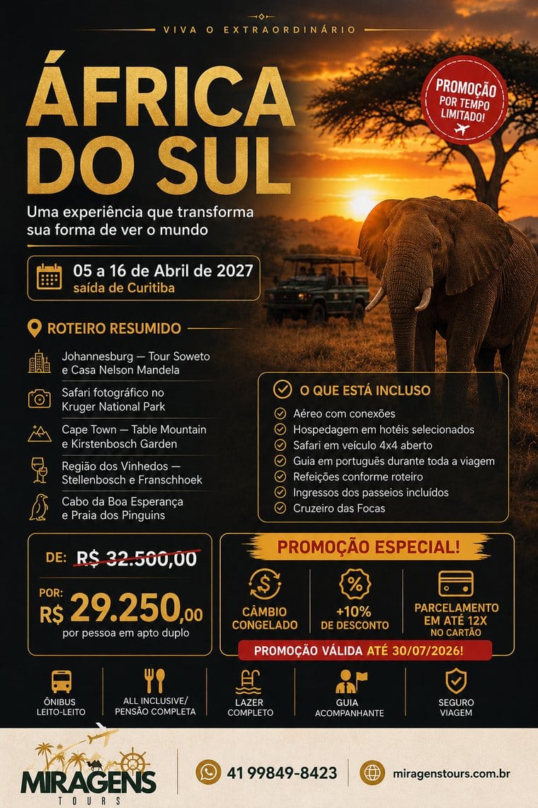Promoção África do Sul — Miragens Tours